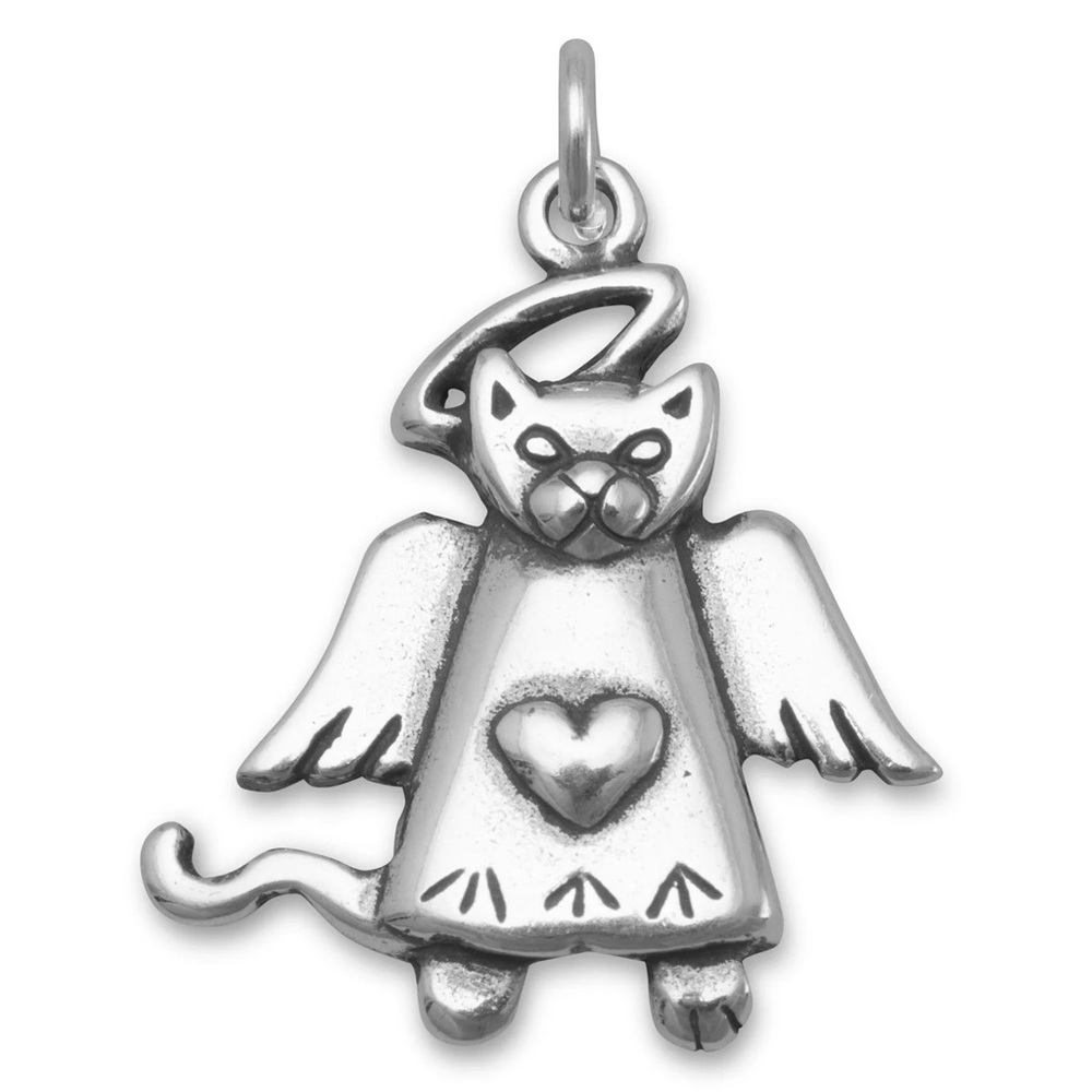 NWT - 925 Sterling Silver CAT Religious Angel Charm